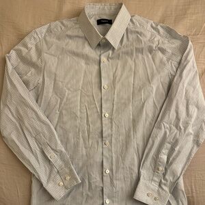 Theory Sylvain Stripe Shirt (White & Blue Stripe)